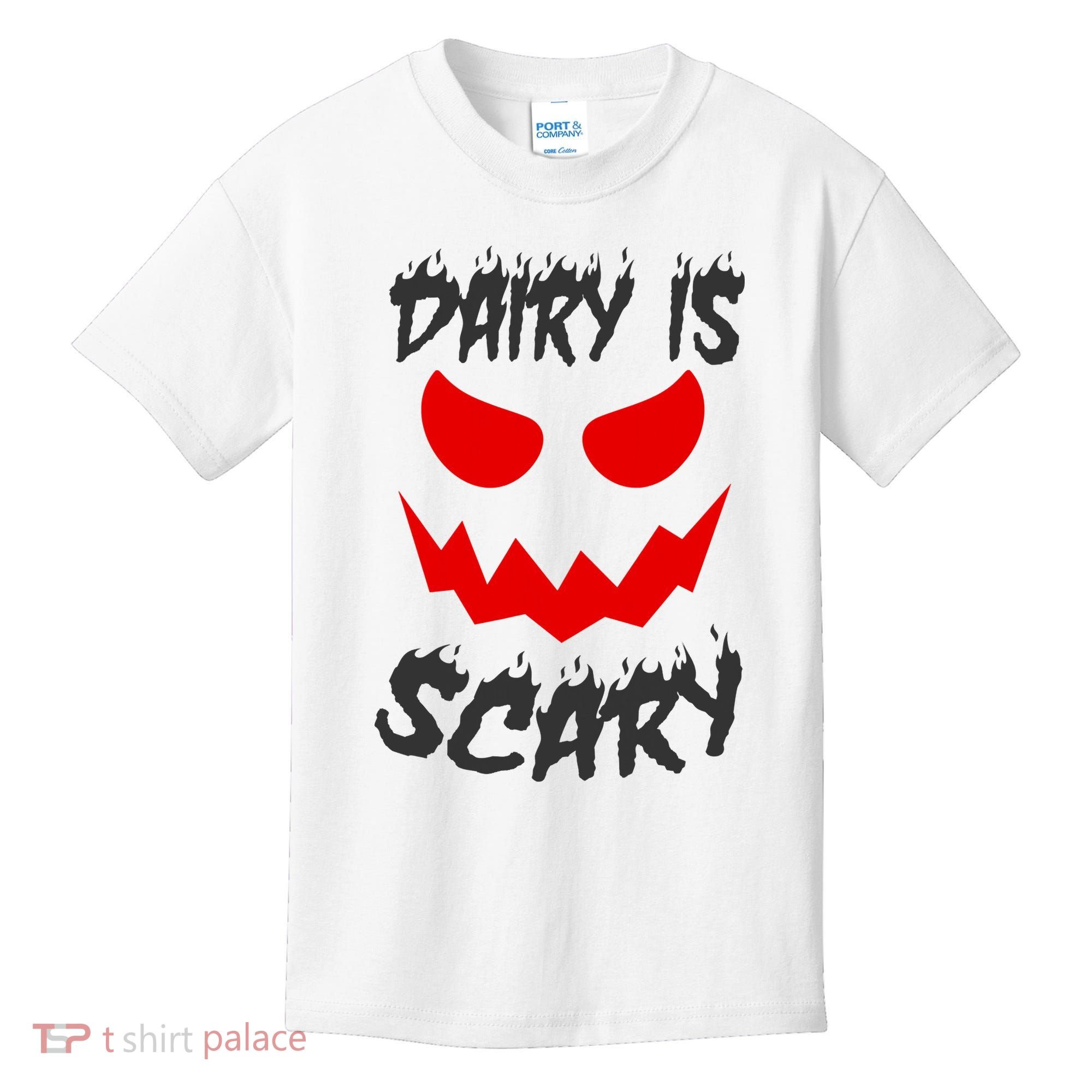 Dairy Is Scary Halloween Scary Face Horror Kids T-Shirt