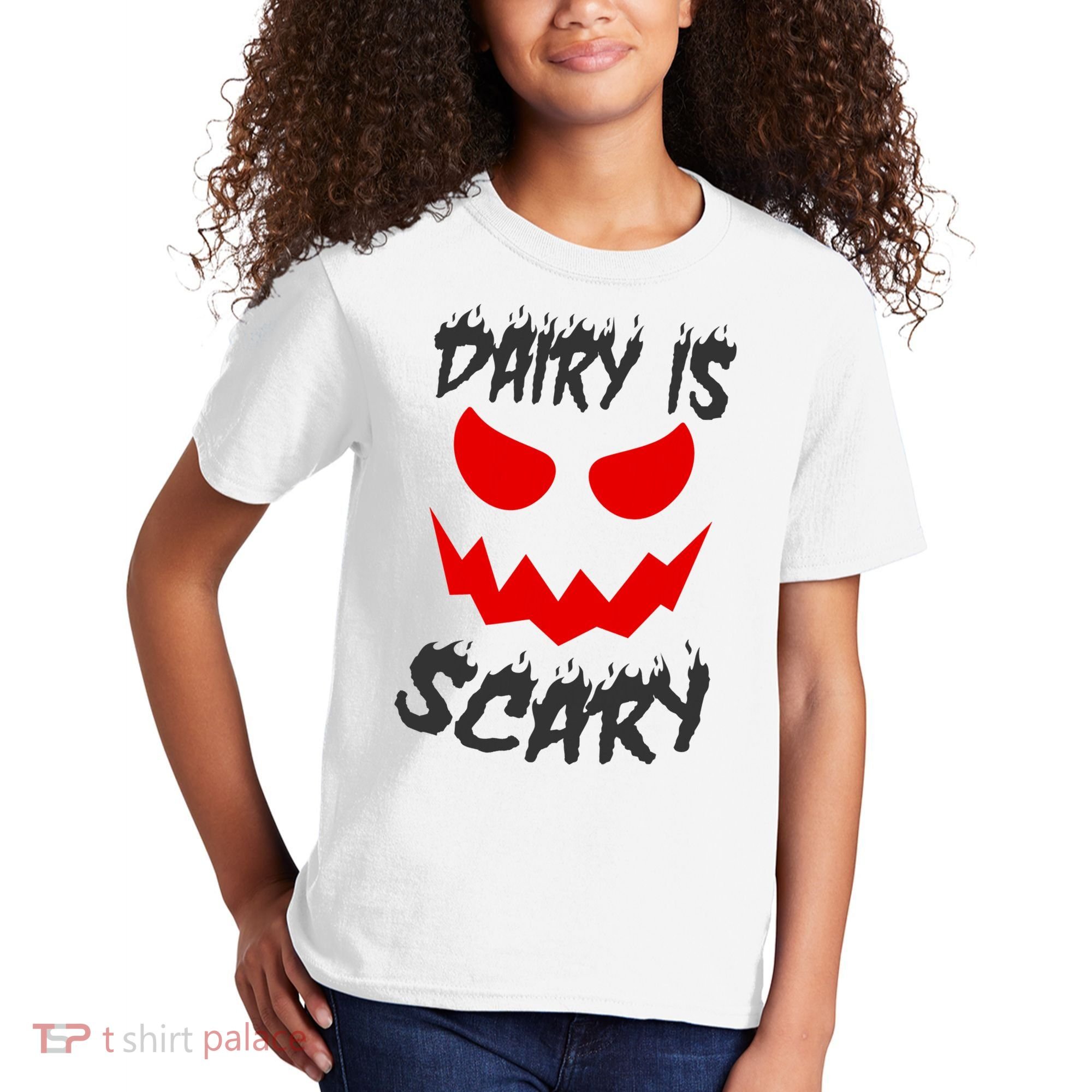 Dairy Is Scary Halloween Scary Face Horror Kids T-Shirt