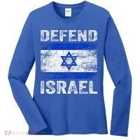 Defend Israel Support Israel I Stand With Israel Israel Flag Women's Long Sleeve Shirt thumb 0