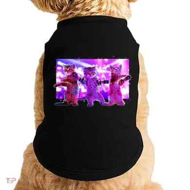 Disco Dance Party Cats Doggie Tank