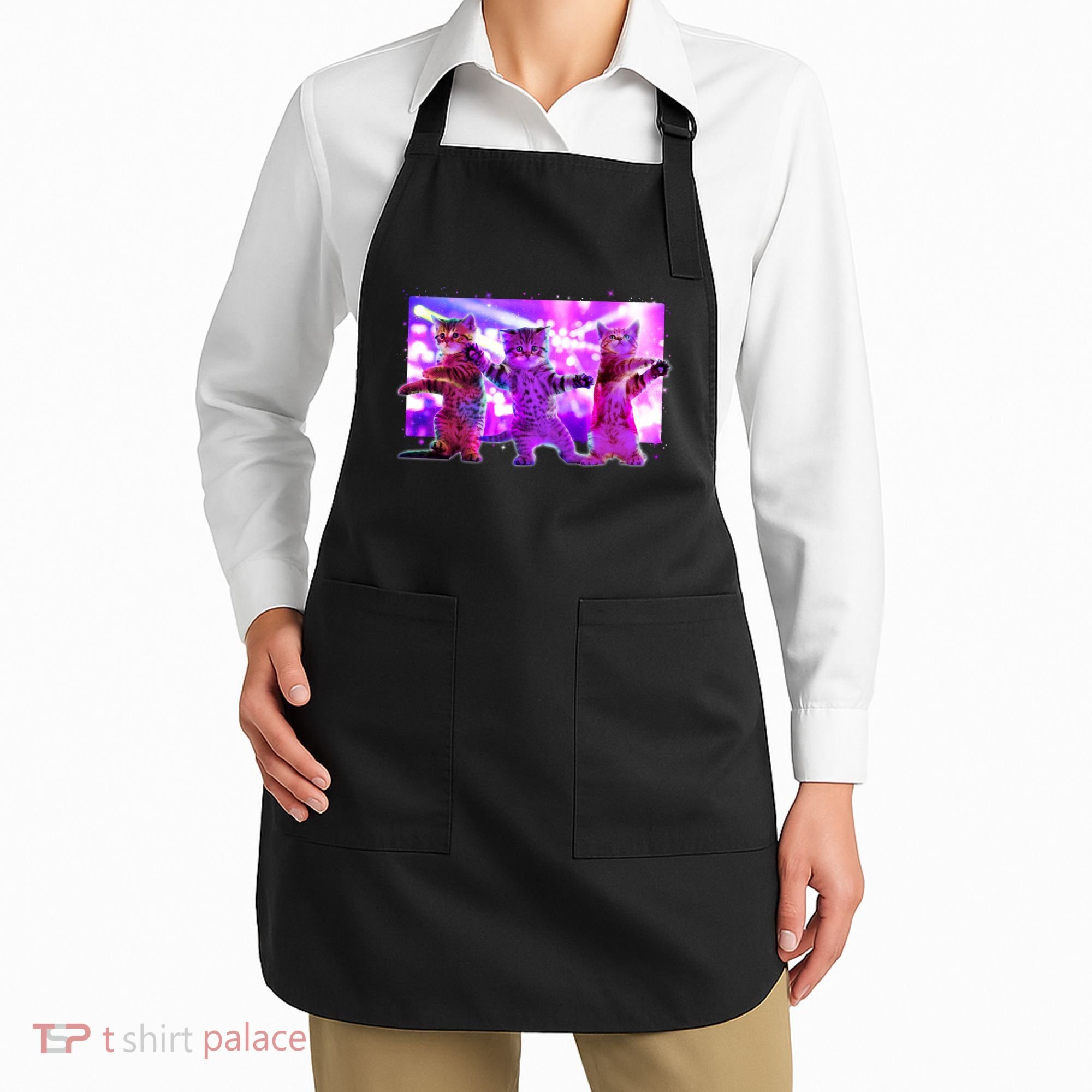 Disco Dance Party Cats Apron