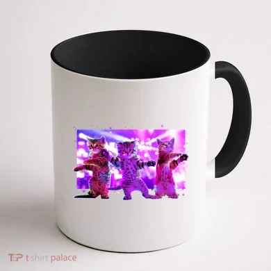 Disco Dance Party Cats Coffee Mug back