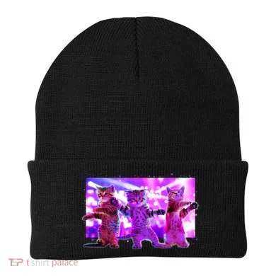 Disco Dance Party Cats Beanie