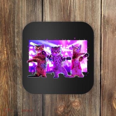 Disco Dance Party Cats Coaster