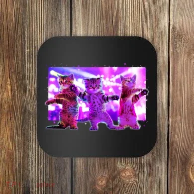 Disco Dance Party Cats Coaster