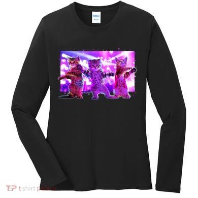 Disco Dance Party Cats Women's Long Sleeve Shirt
