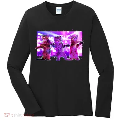 Disco Dance Party Cats Women's Long Sleeve Shirt