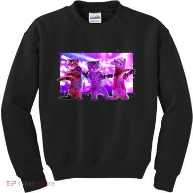 Disco Dance Party Cats Kids Sweatshirt
