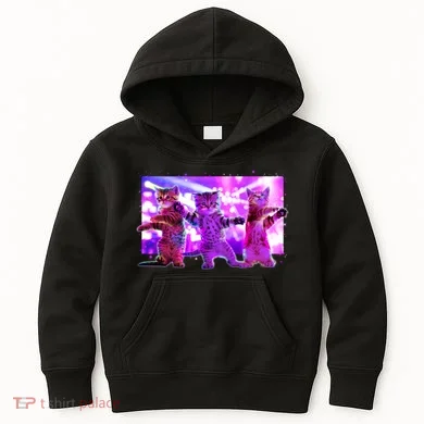 Disco Dance Party Cats Kids Hoodie
