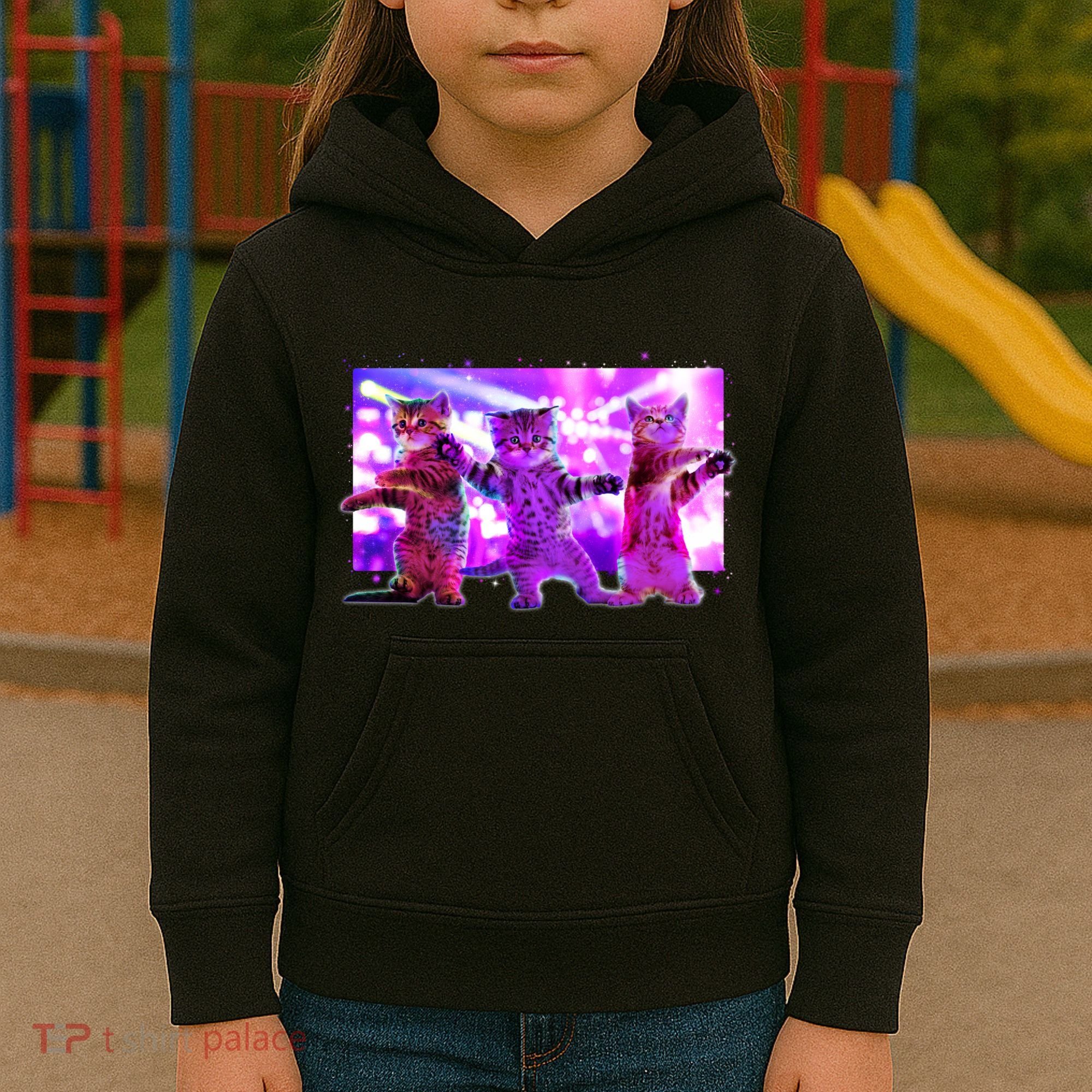 Disco Dance Party Cats Kids Hoodie