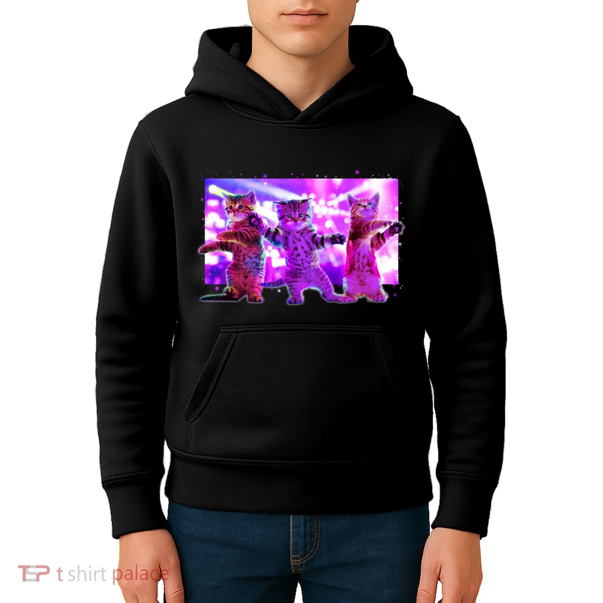 Disco Dance Party Cats Kids Hoodie