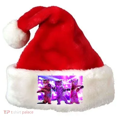 Disco Dance Party Cats Santa Hat