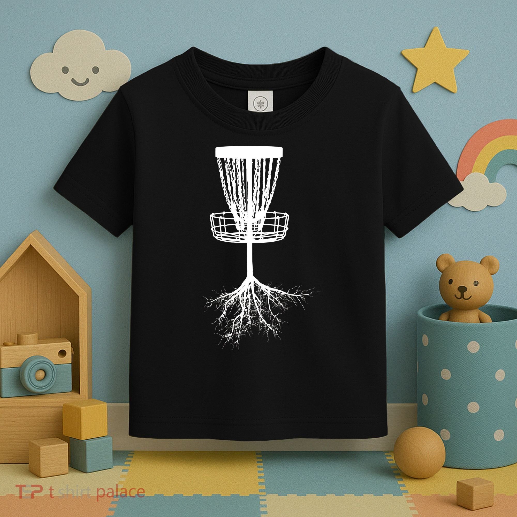 Disk Golf Tree Roots Funny Sports Toddler T-Shirt