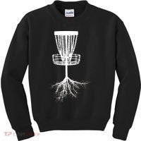 Disk Golf Tree Roots Funny Sports Kids Sweatshirt thumb 0
