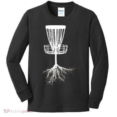 Disk Golf Tree Roots Funny Sports Kids Long Sleeve Shirt