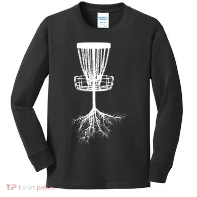 Disk Golf Tree Roots Funny Sports Kids Long Sleeve Shirt