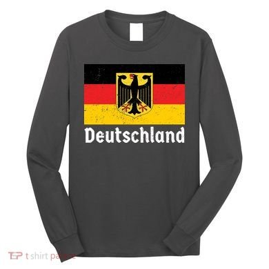 Distress German Deutschland Flag  Long Sleeve Shirt