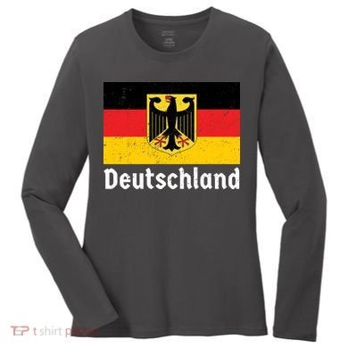 Distress German Deutschland Flag  Women's Long Sleeve Shirt