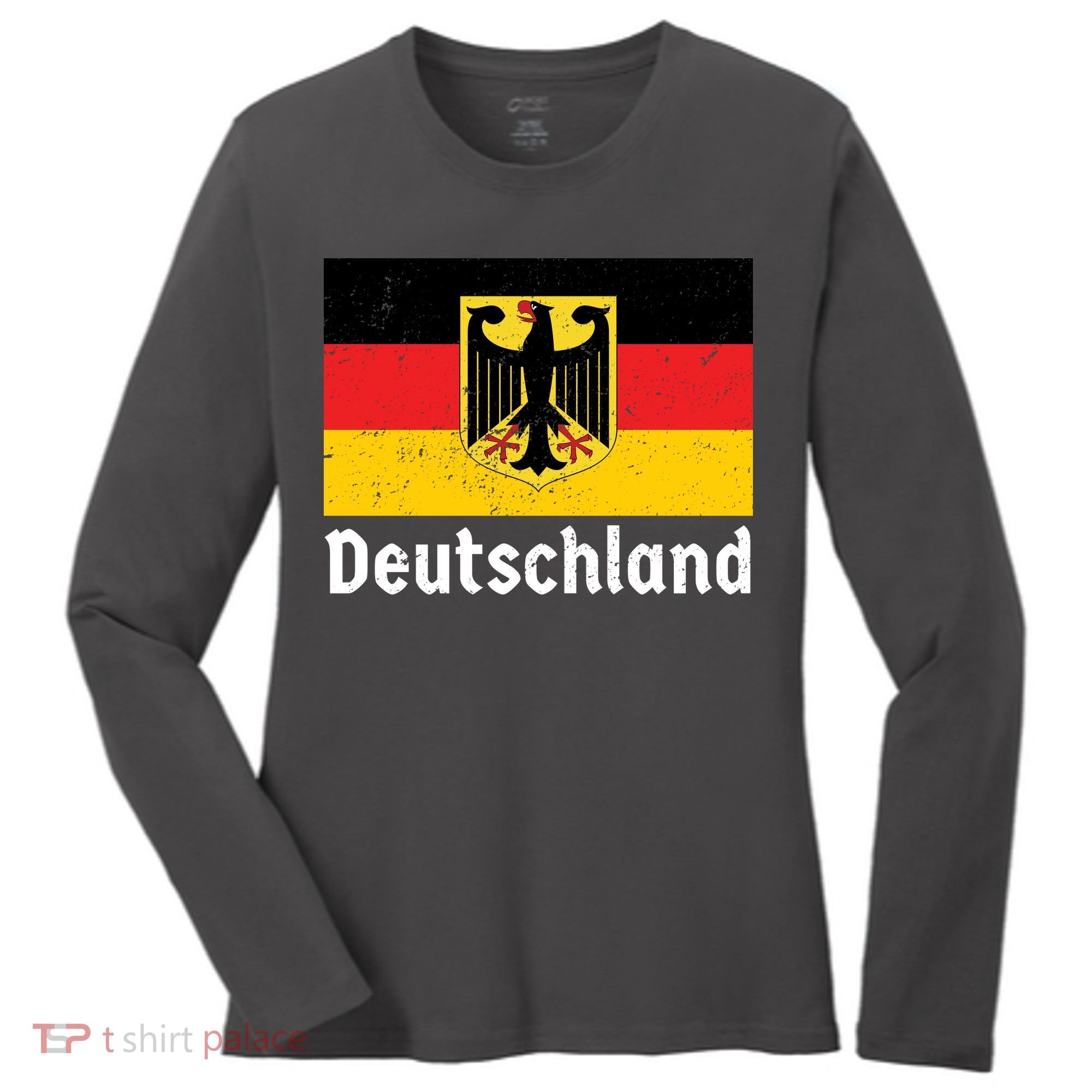Distress German Deutschland Flag  Women's Long Sleeve Shirt