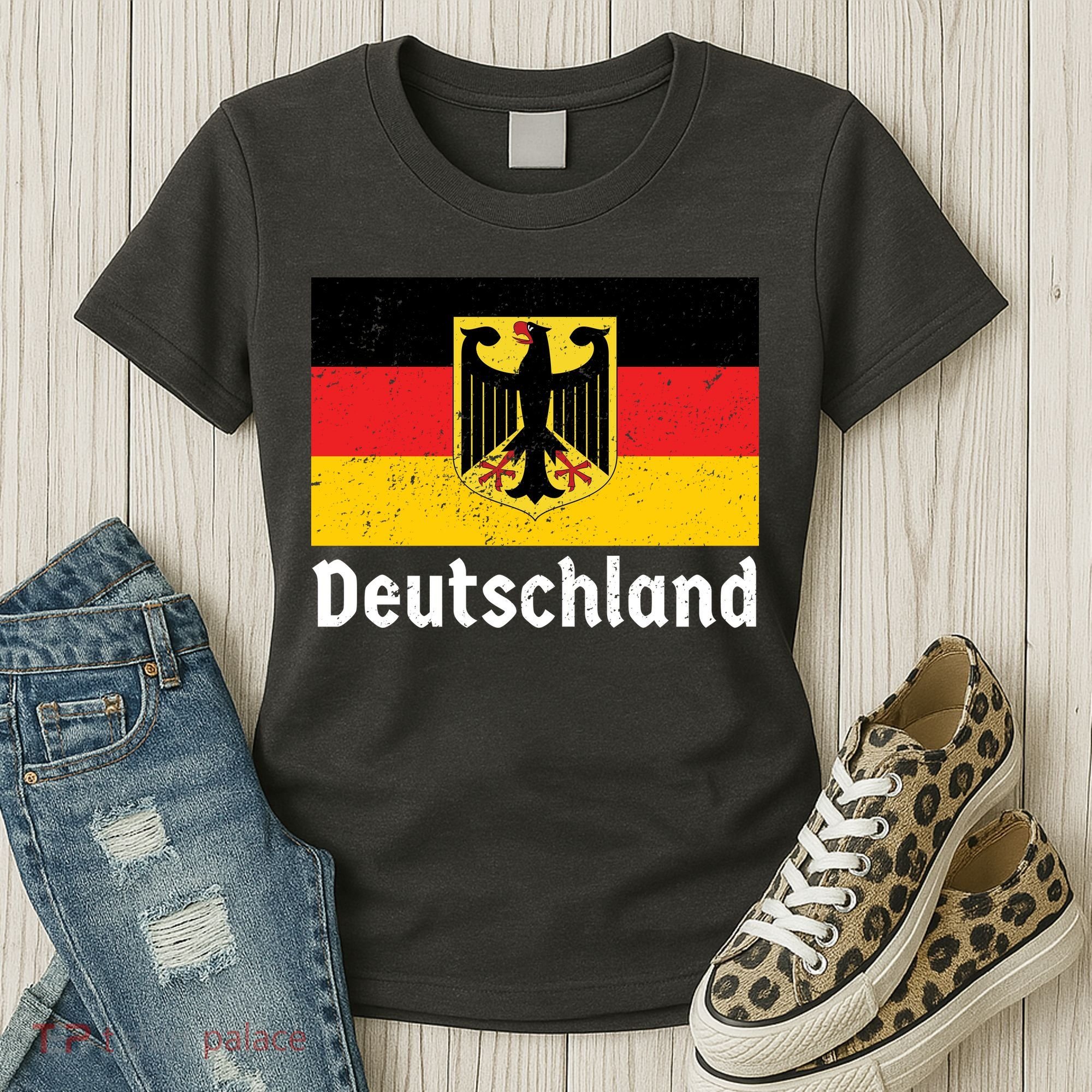 Distress German Deutschland Flag  Women's T-Shirt