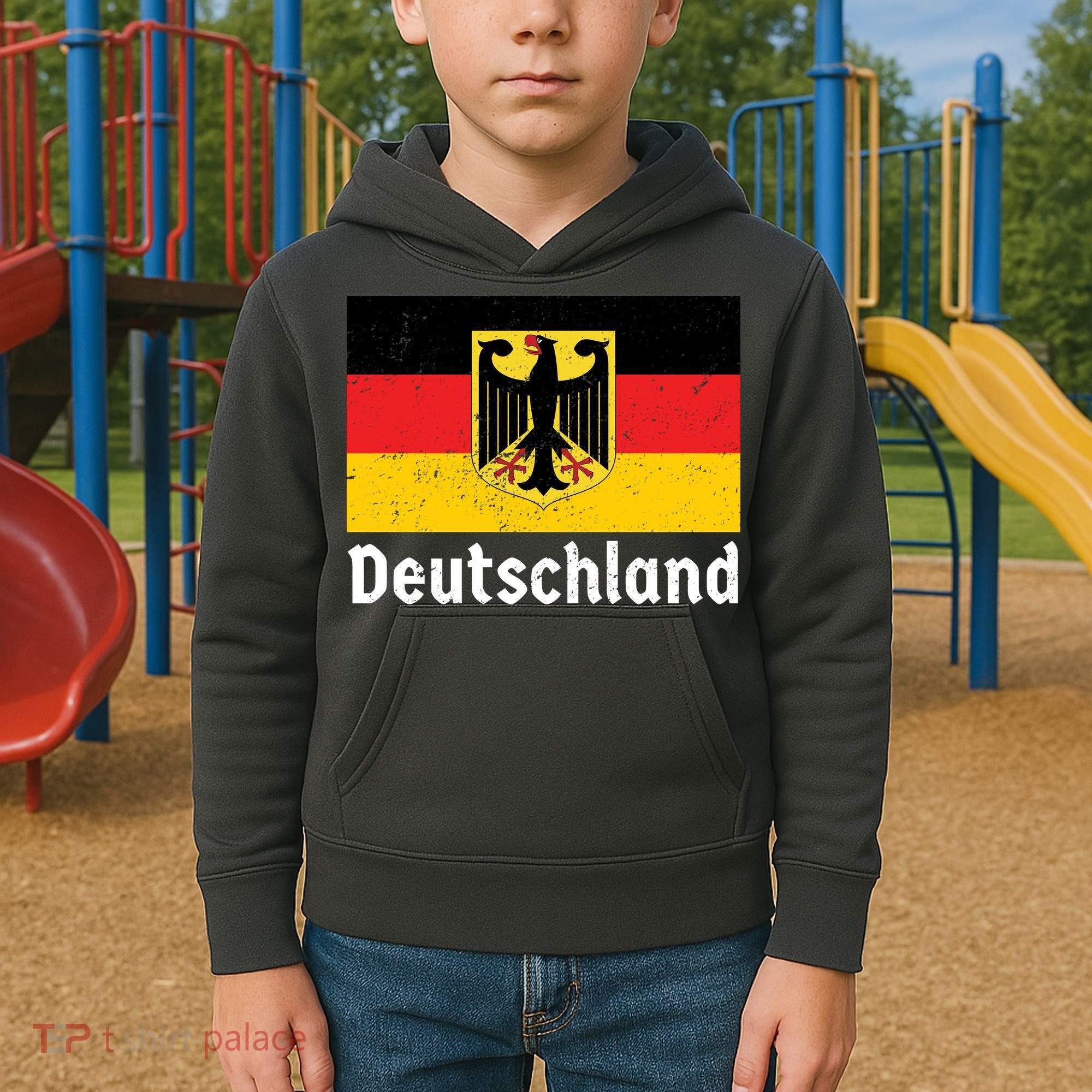 Distress German Deutschland Flag  Kids Hoodie
