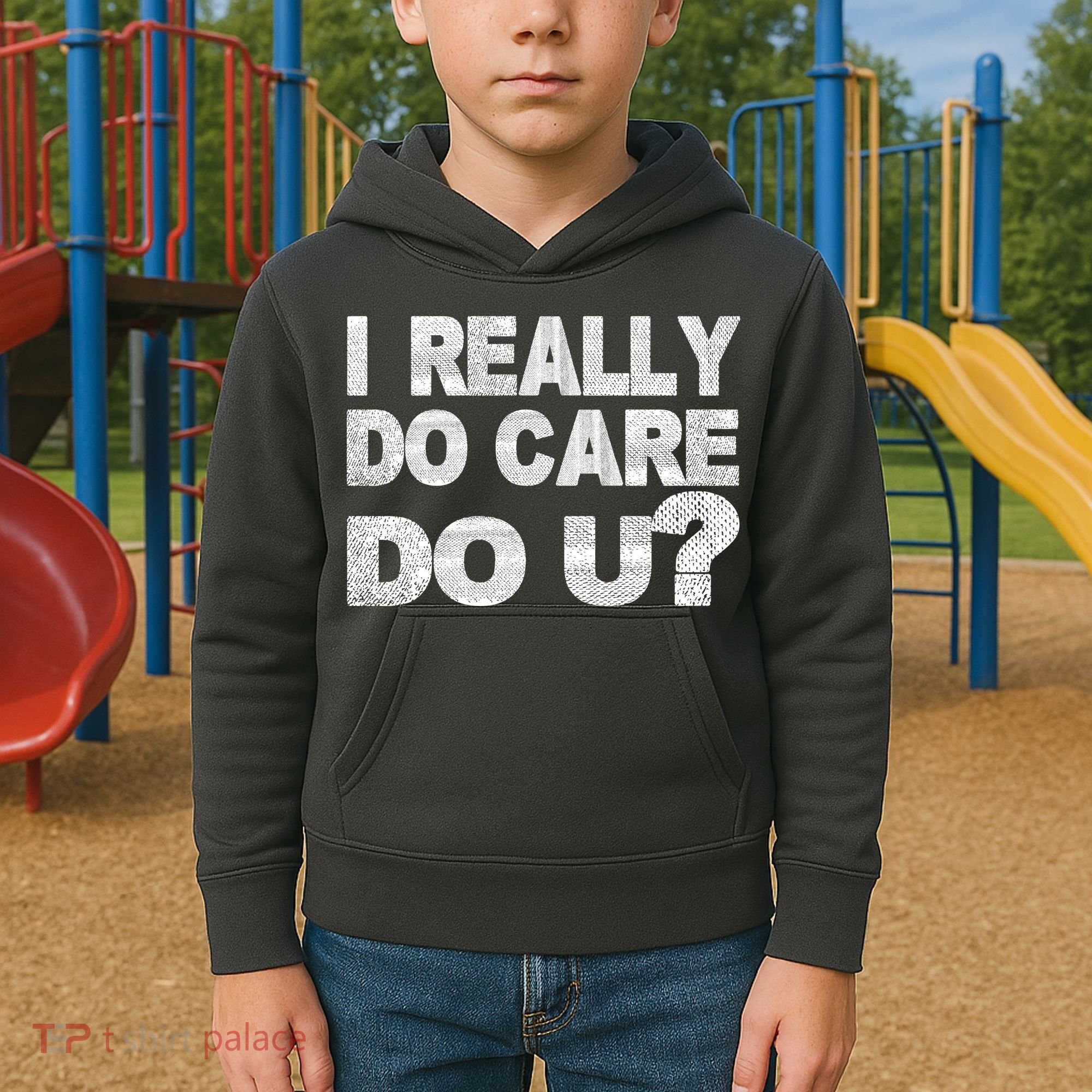 Distress I Really Do Care Do You Kids Hoodie