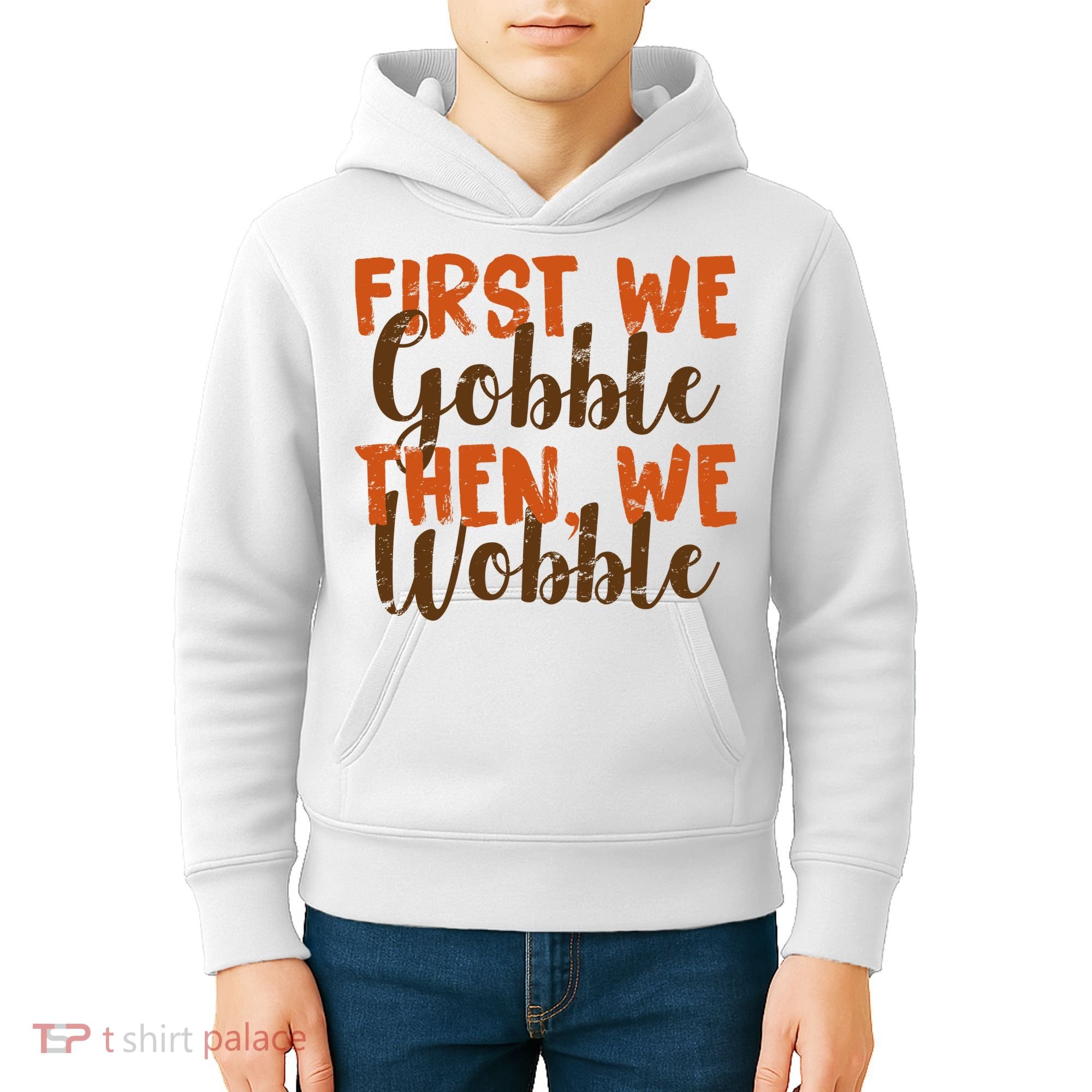 Distress Thanksgiving Wobble Kids Hoodie