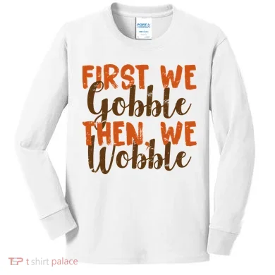 Distress Thanksgiving Wobble Kids Long Sleeve Shirt