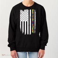 Distress Thin Puzzle Line Autism Awareness Tribute Flag Women's Sweatshirt thumb 0