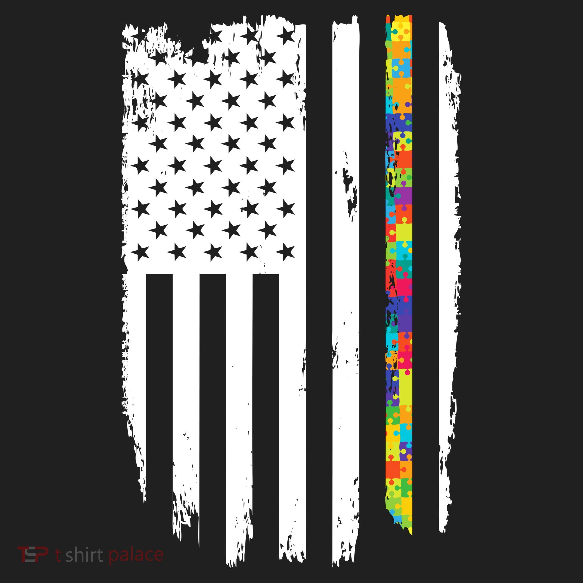 Distress Thin Puzzle Line Autism Awareness Tribute Flag Women's Sweatshirt