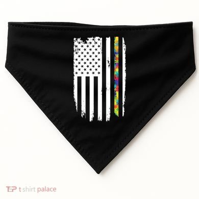 Distress Thin Puzzle Line Autism Awareness Tribute Flag USA-Made Doggie Bandana