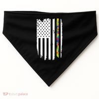 Distress Thin Puzzle Line Autism Awareness Tribute Flag USA-Made Doggie Bandana thumb 0