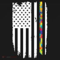 Distress Thin Puzzle Line Autism Awareness Tribute Flag Hoodie thumb 2