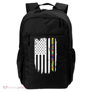 Distress Thin Puzzle Line Autism Awareness Tribute Flag Backpack