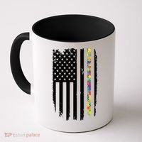 Distress Thin Puzzle Line Autism Awareness Tribute Flag Coffee Mug thumb 0