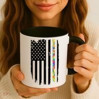 Distress Thin Puzzle Line Autism Awareness Tribute Flag Coffee Mug thumb 3