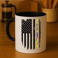 Distress Thin Puzzle Line Autism Awareness Tribute Flag Coffee Mug thumb 4