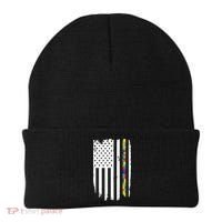 Distress Thin Puzzle Line Autism Awareness Tribute Flag Beanie thumb 0