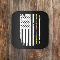 Distress Thin Puzzle Line Autism Awareness Tribute Flag Coaster thumb 0