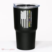 Distress Thin Puzzle Line Autism Awareness Tribute Flag Tumbler thumb 0