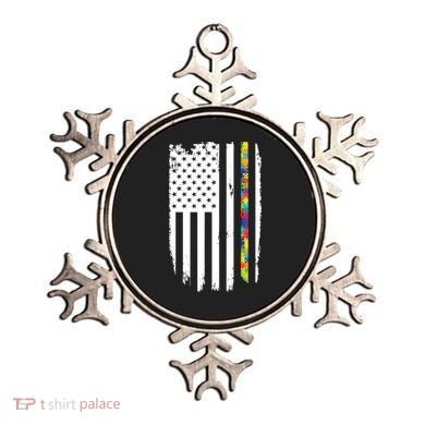 Distress Thin Puzzle Line Autism Awareness Tribute Flag Ornament