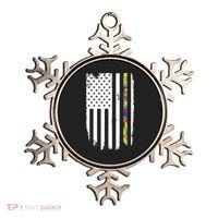 Distress Thin Puzzle Line Autism Awareness Tribute Flag Ornament thumb 0