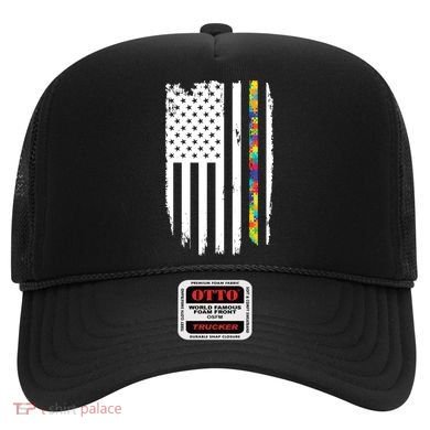 Distress Thin Puzzle Line Autism Awareness Tribute Flag Hat