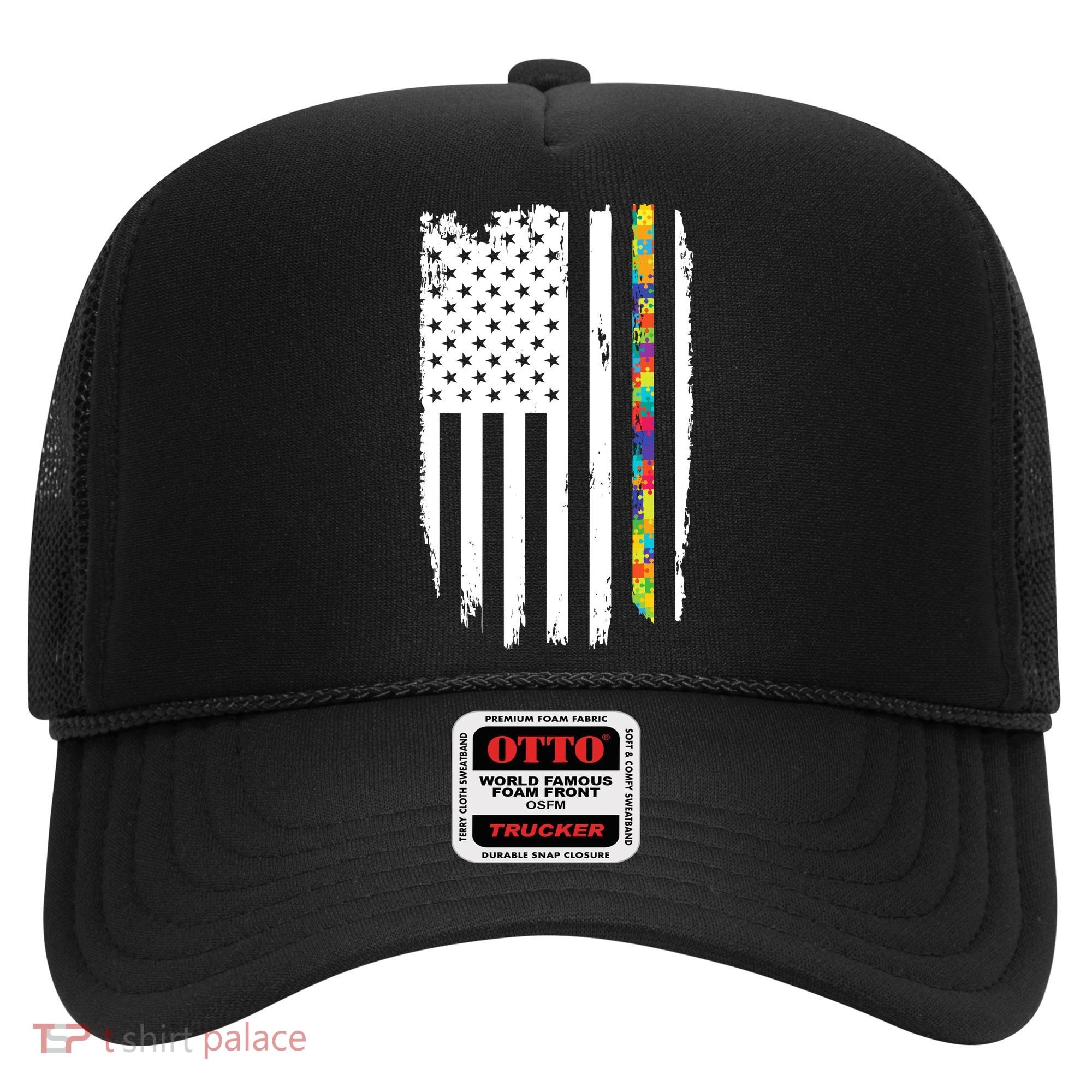 Distress Thin Puzzle Line Autism Awareness Tribute Flag Hat
