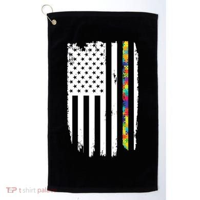 Distress Thin Puzzle Line Autism Awareness Tribute Flag Golf Towel