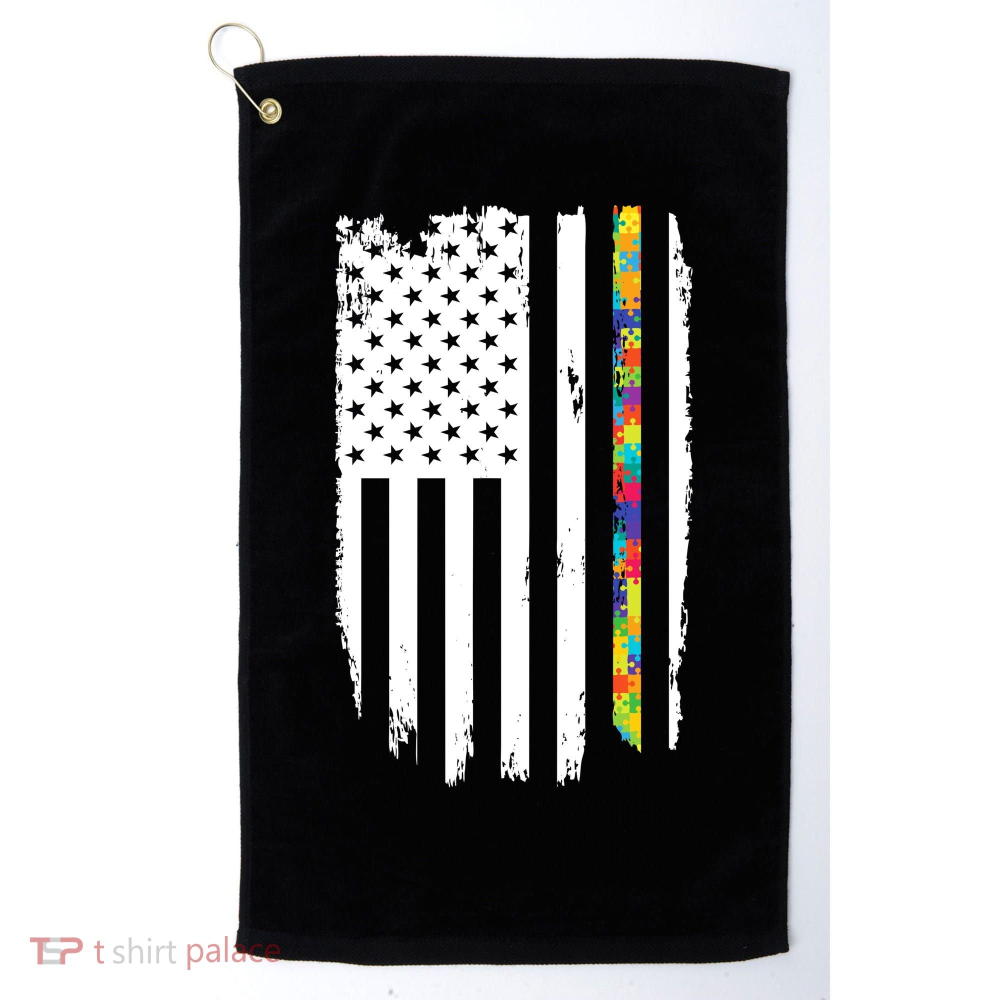 Distress Thin Puzzle Line Autism Awareness Tribute Flag Golf Towel