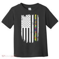 Distress Thin Puzzle Line Autism Awareness Tribute Flag Toddler T-Shirt thumb 0