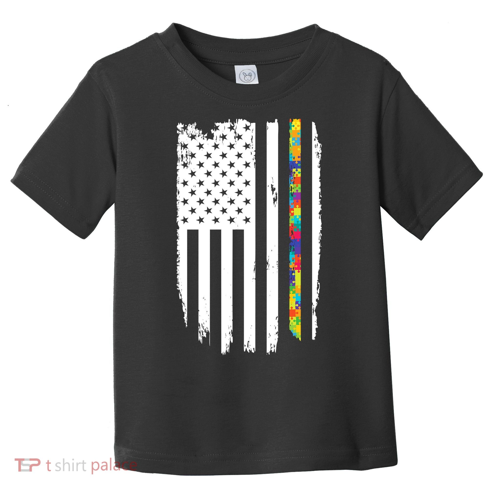 Distress Thin Puzzle Line Autism Awareness Tribute Flag Toddler T-Shirt