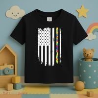 Distress Thin Puzzle Line Autism Awareness Tribute Flag Toddler T-Shirt thumb 3