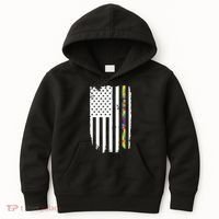 Distress Thin Puzzle Line Autism Awareness Tribute Flag Kids Hoodie thumb 0